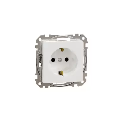 Priza simpla 2p + e cu obturatoare culoare alb schneider