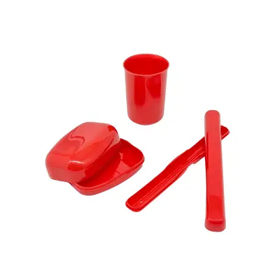 Set pahar + suport periuta de dinti + savoniera diverse culori