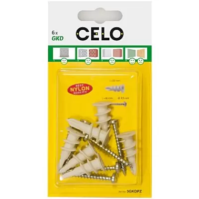 Diblu pentru gips carton nylon gkd 35mm + surub 4.5*40mm celo - 