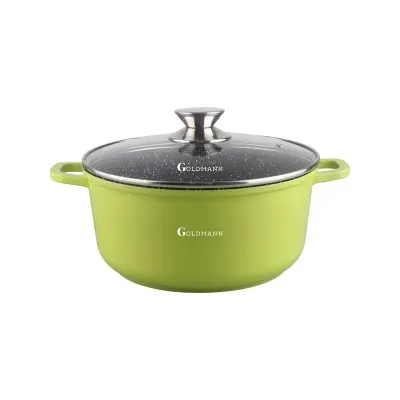 Cratita antiaderenta marmorata cu capac 24 x 11.5 cm 4.5 l verde