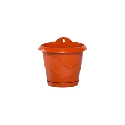 Ghiveci cu agatatoare perete si farfurie 17 cm