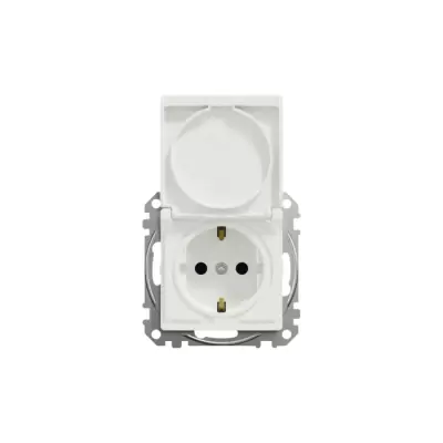 Priza simpla 2p + e cu capac protectie culoare alb schneider