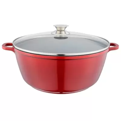 Cratita din aluminiu cu capac din sticla 7.5 l 30 cm gr9030 grun