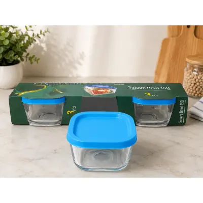 Set boluri pătrate cu capac din plastic – 3 piese/set