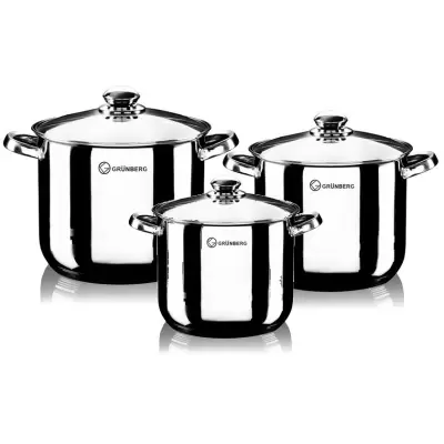 Set oale din inox cu capace din sticla , 6 piese , grunberg gr 1
