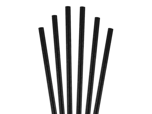 Paie bio negre drepte, 150 buc/set, 23 cm x 7 cm