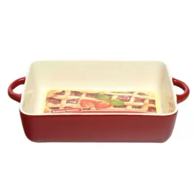 Tava cuptor ceramica dreptunghiulara 24 x 18cm rosu a1192